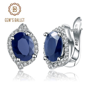 3.26C Natural Blue Sapphire Gemstone Vintage Stud Earrings