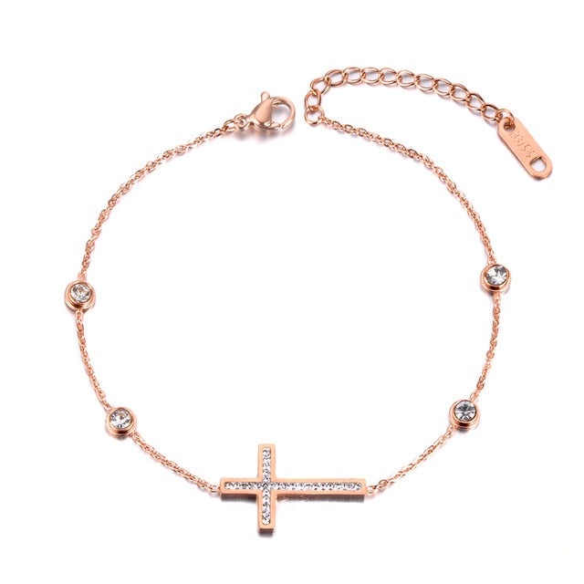 Crystal Cross Charm Bracelet