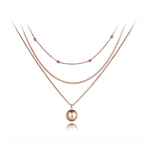 Titanium Three-layer Round Ball Necklace