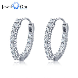 925 Sterling Silver Hoop Cubic Zirconia Earrings