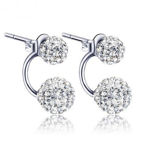 925 sterling silver Luxury Shambhala Crystal Ball Stud Earrings