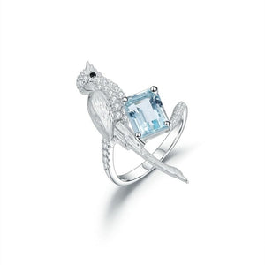 Natural Sky Blue Topaz Bird Ring