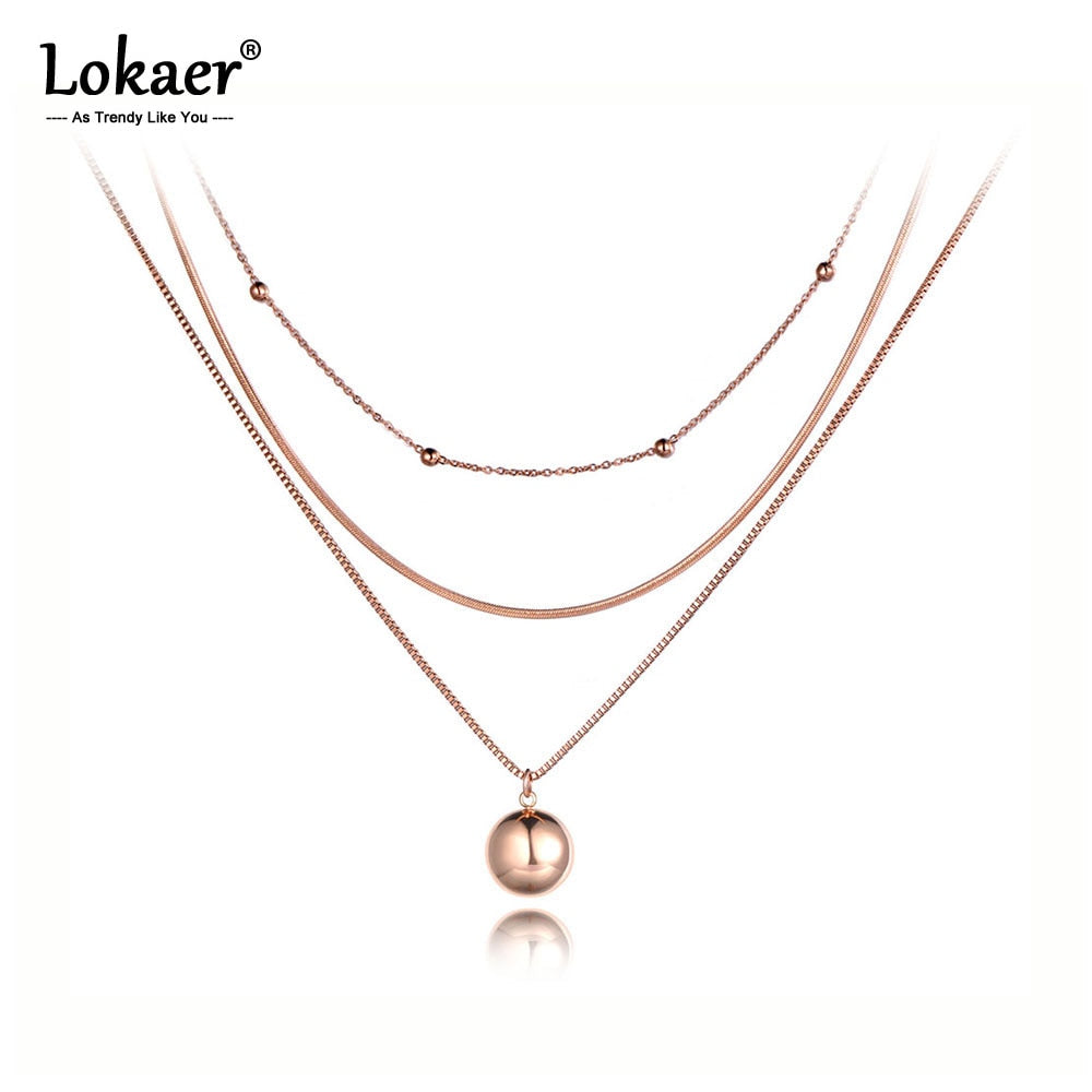 Titanium Three-layer Round Ball Necklace