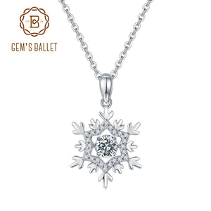 Sterling Silver Snowflake Moissanite Diamond Pendant Necklace