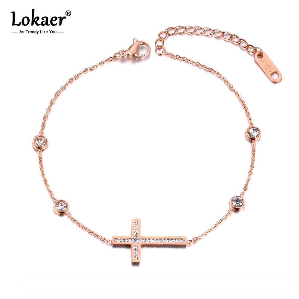 Crystal Cross Charm Bracelet