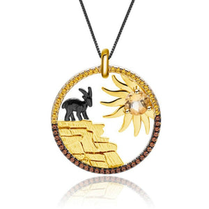 Sunflower Goat sterling Silver Natural Citrine Necklace