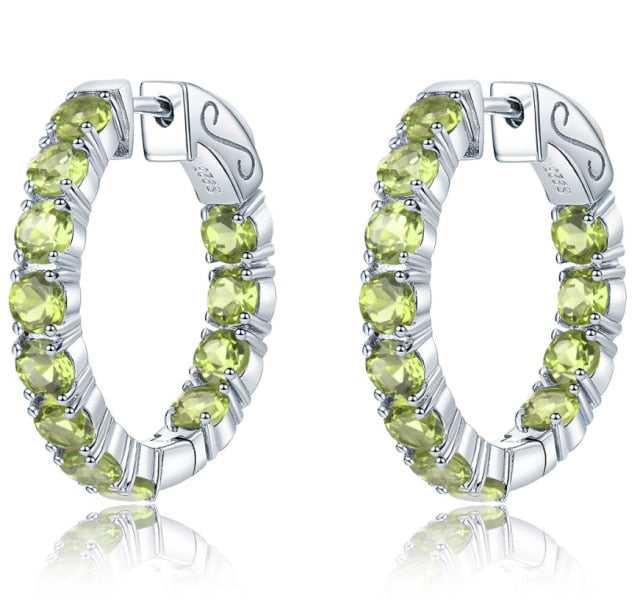 Natural Peridot Sterling Silver Clip Earring 4.7 Carats Real Gemstone