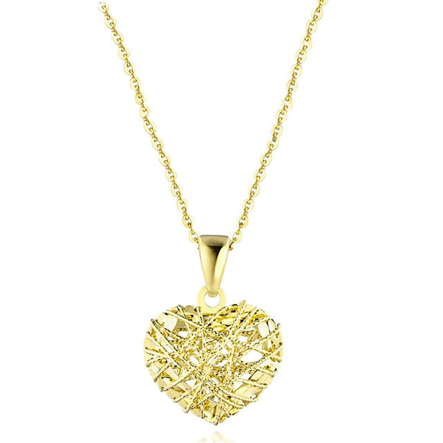 18K Rose Gold/White Gold/Yellow Gold Heart Shape Pendant Necklaces